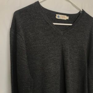 J Crew Sweater Gray V Neck Extra Fine Merino Wool